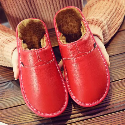 Alex - Pantoufles imperméables en cuir marron pour hommes