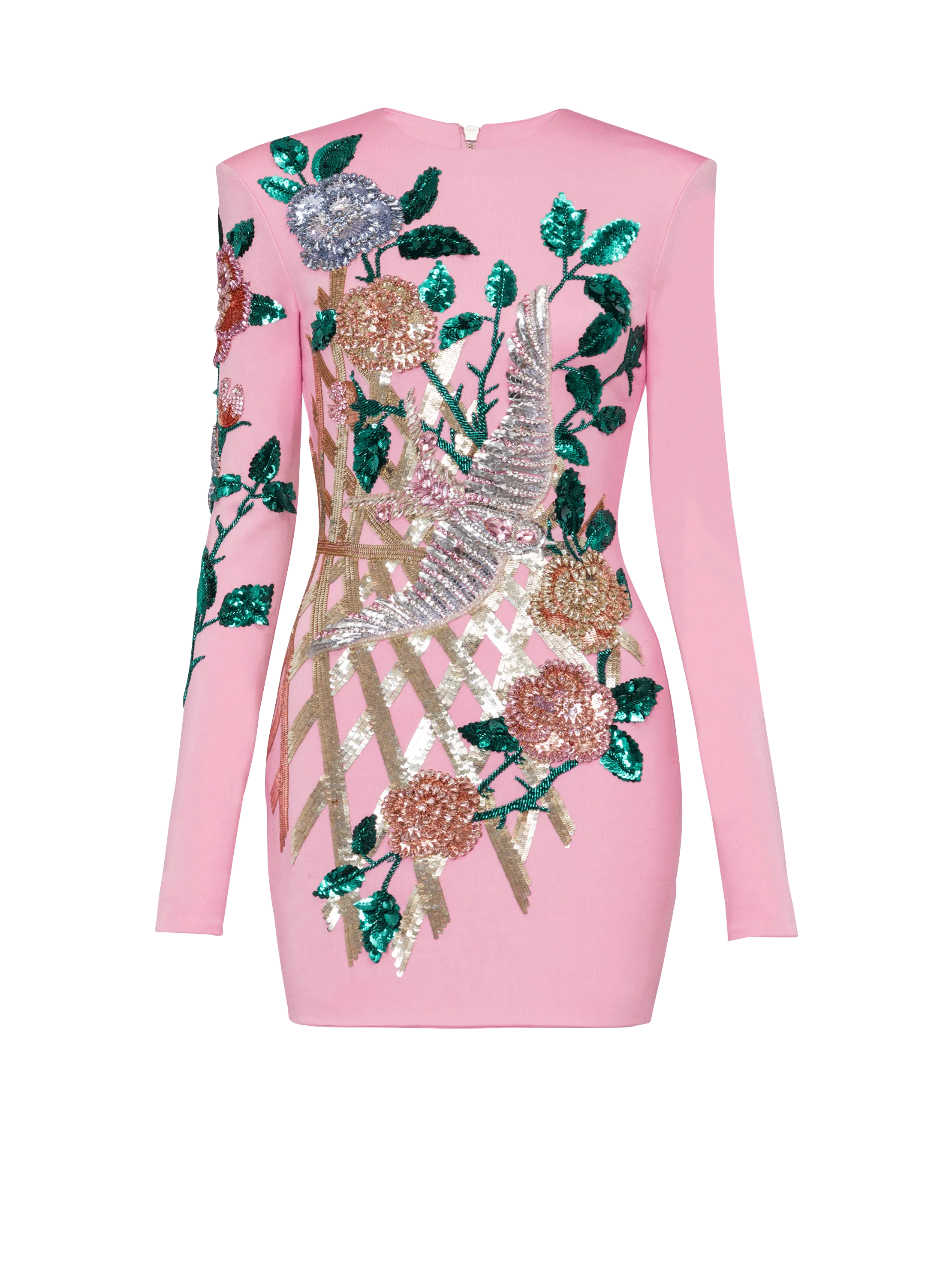 BALMAIN  Robe brodée roses - Rose