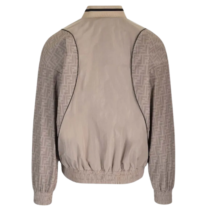 blouson veste zippée nylon beige monogramme FF