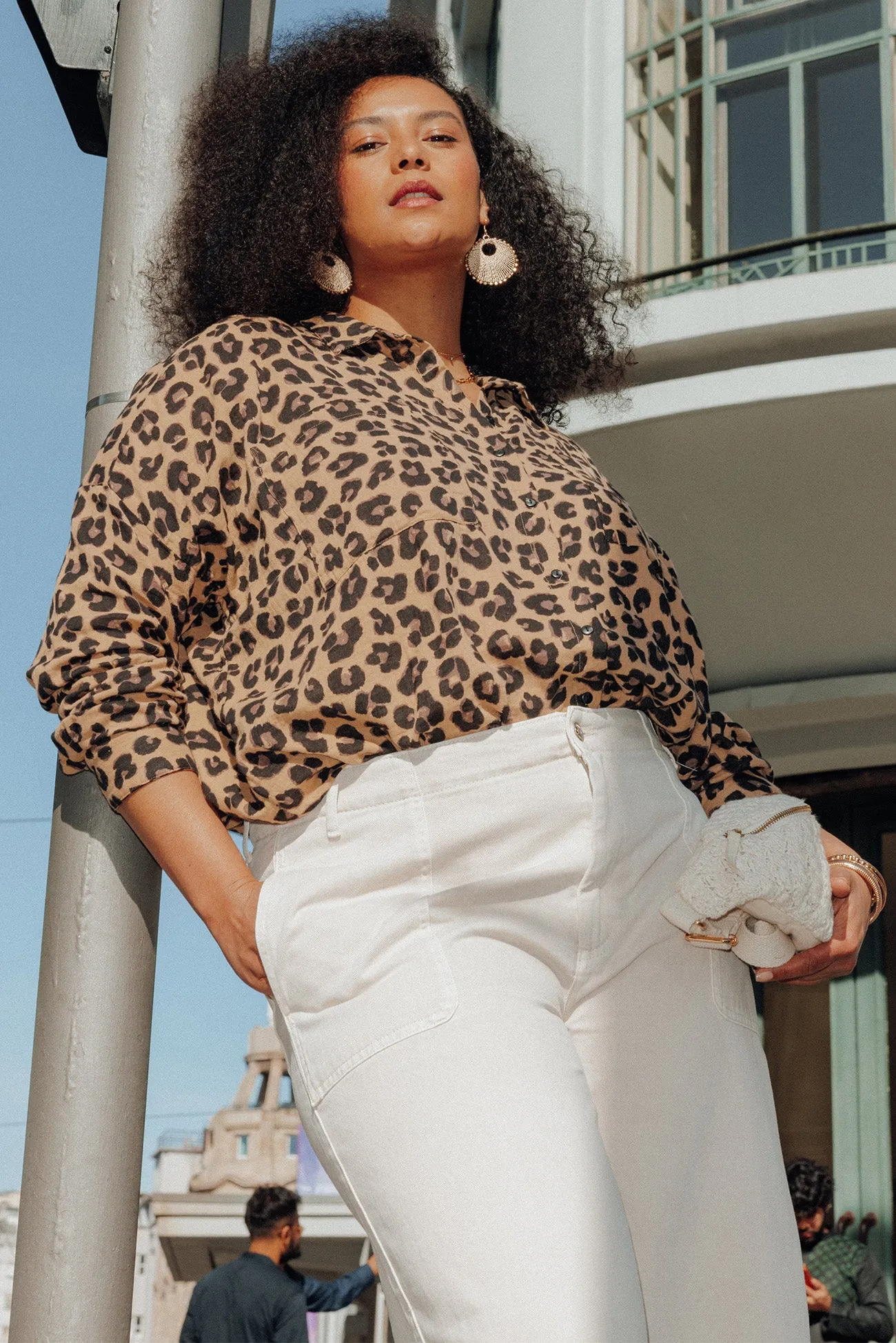 Chemise léopard gaze de coton - Imprimé multicolore