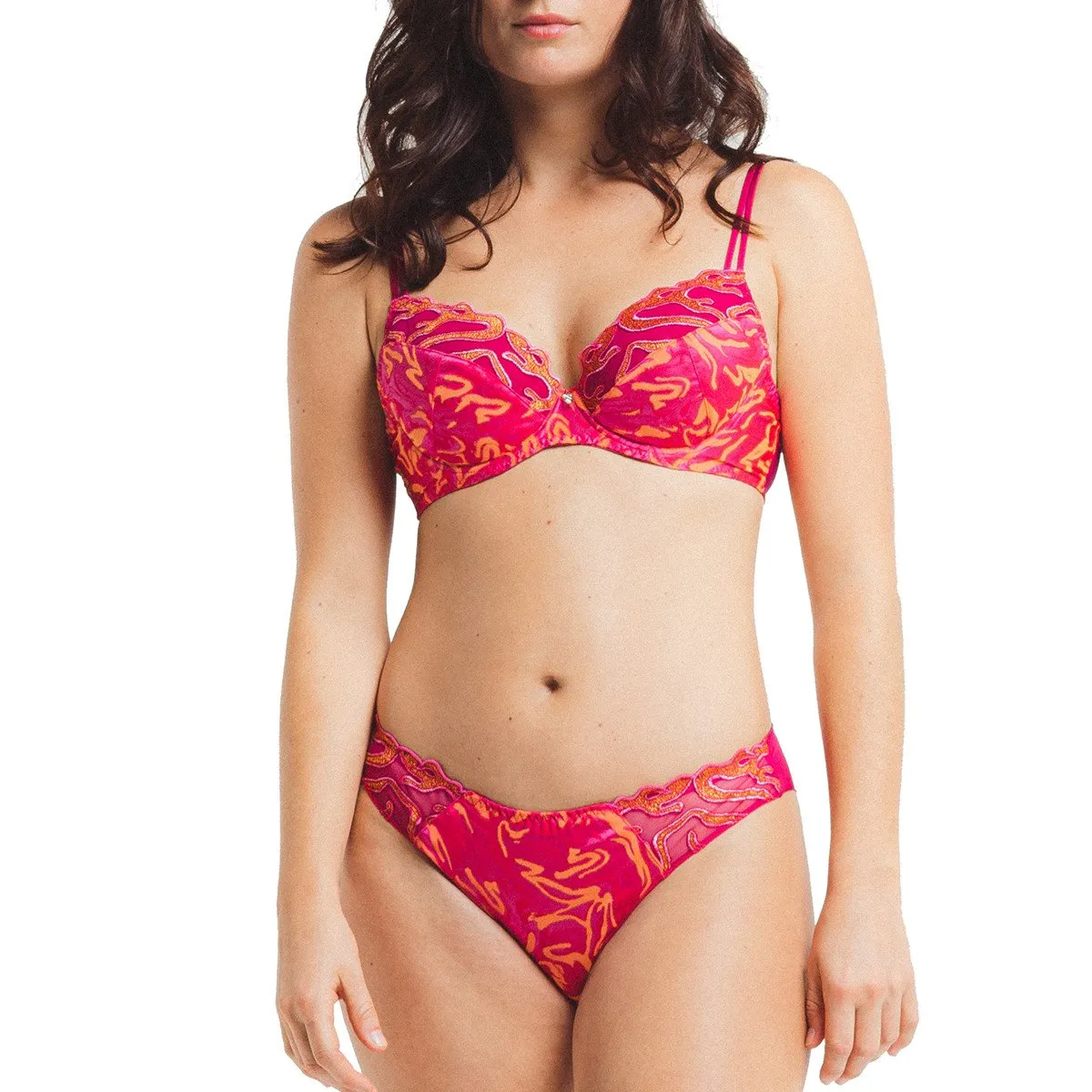 Culotte soie et broderies Vortex Fuschia Louisa Bracq