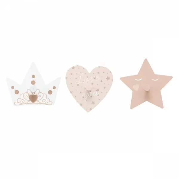 Lot de 3 patères enfant Princesse