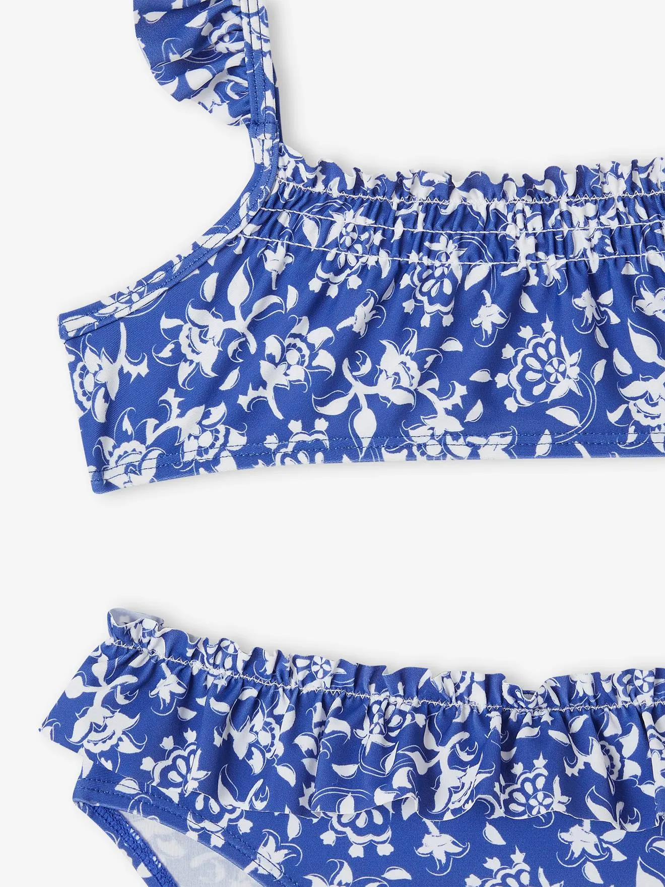 Maillot bain 2 pièces fleuri fille collection Team famille bleu imprimé - Vertbaudet