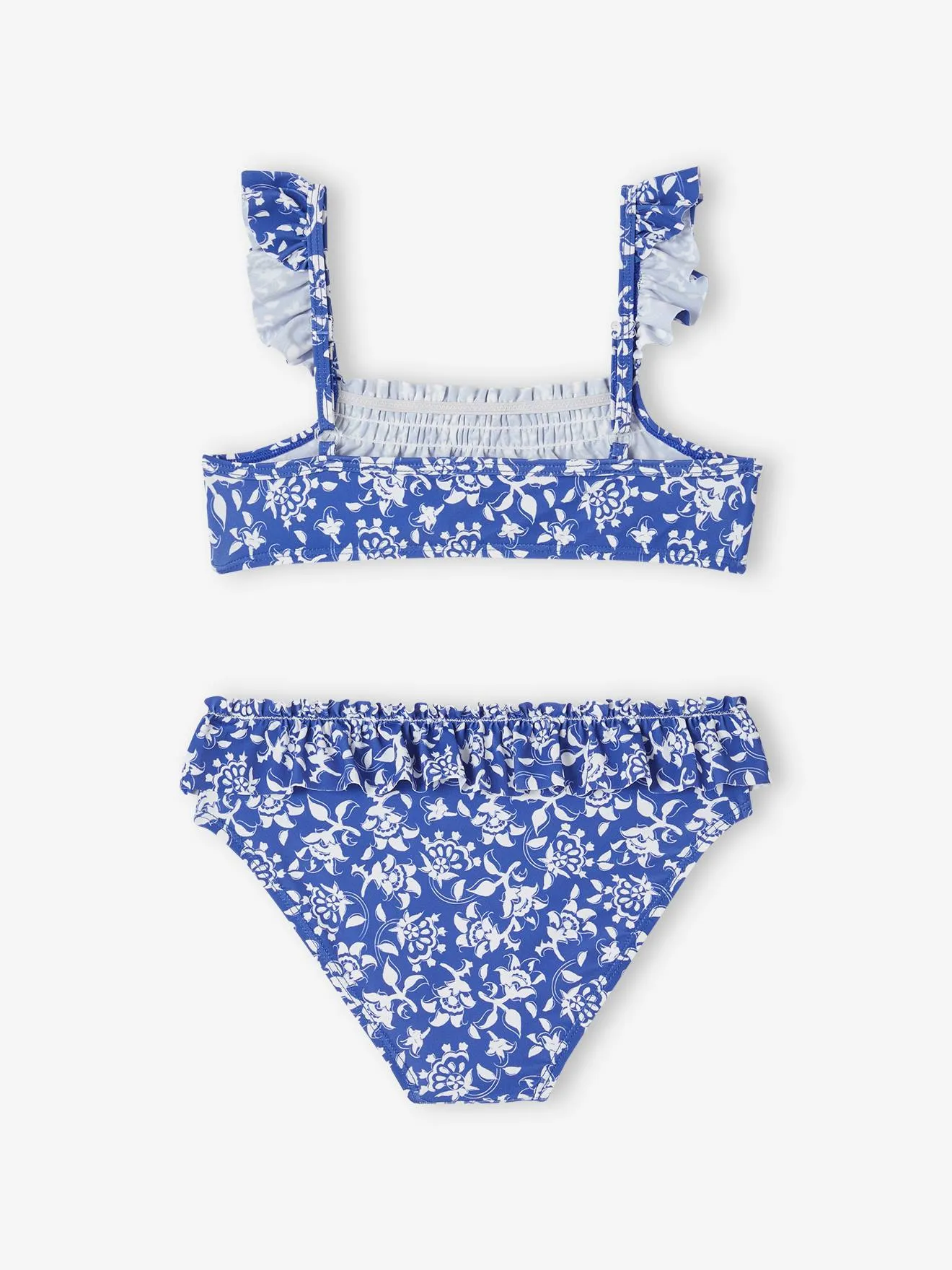 Maillot bain 2 pièces fleuri fille collection Team famille bleu imprimé - Vertbaudet