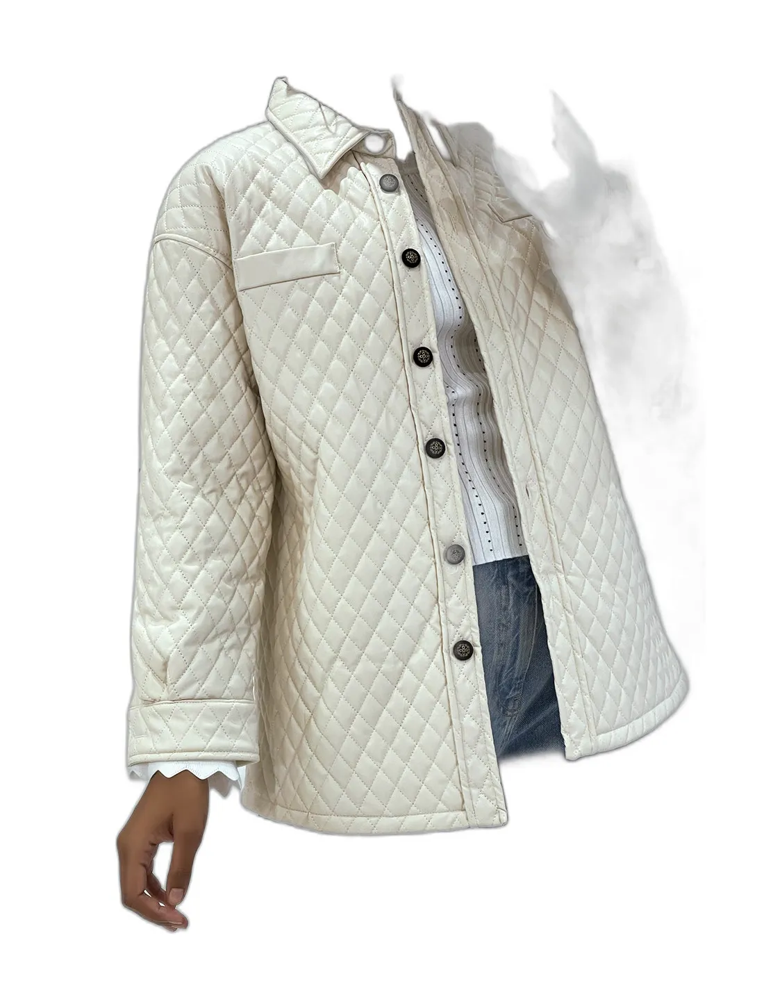 Manteau beige matelassé