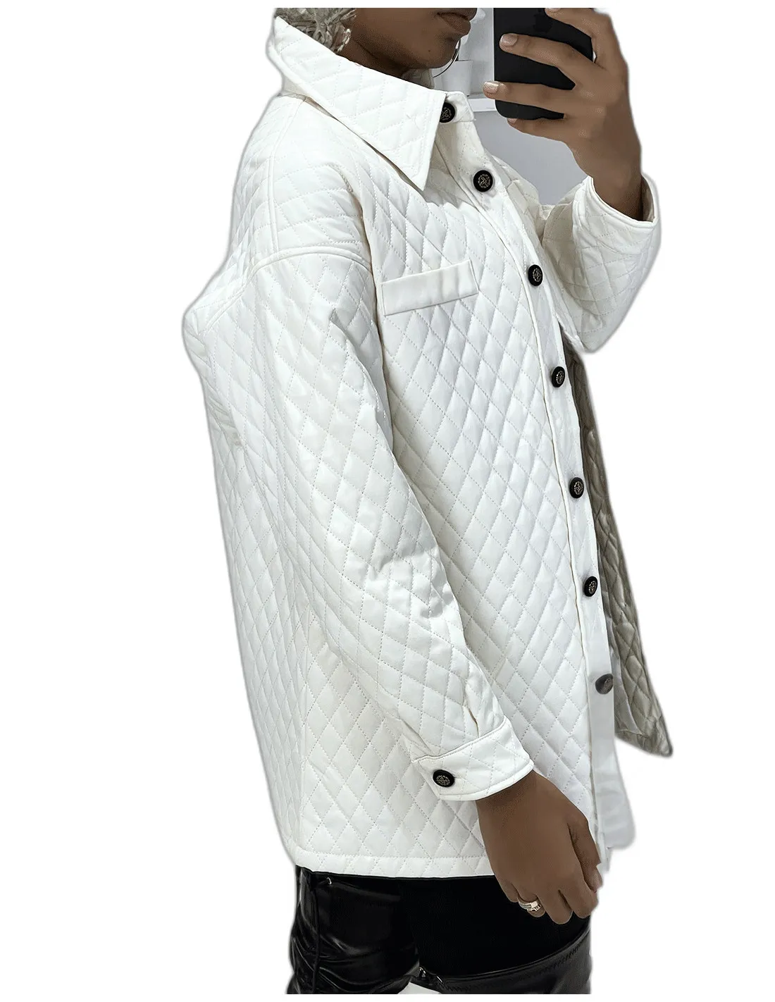 Manteau blanc matelassé