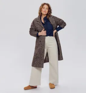 Manteau droit chevron Femme - Imprimé marron