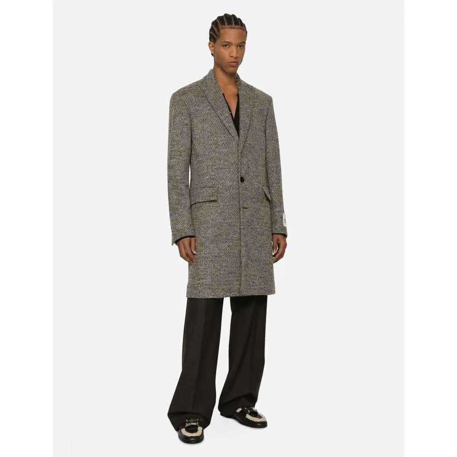 Manteau Droit En Laine Gris Dolce&Gabbana Homme | Soulery