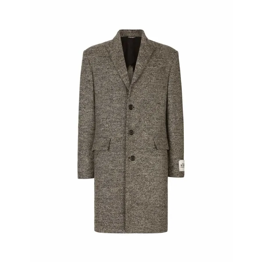 Manteau Droit En Laine Gris Dolce&Gabbana Homme | Soulery