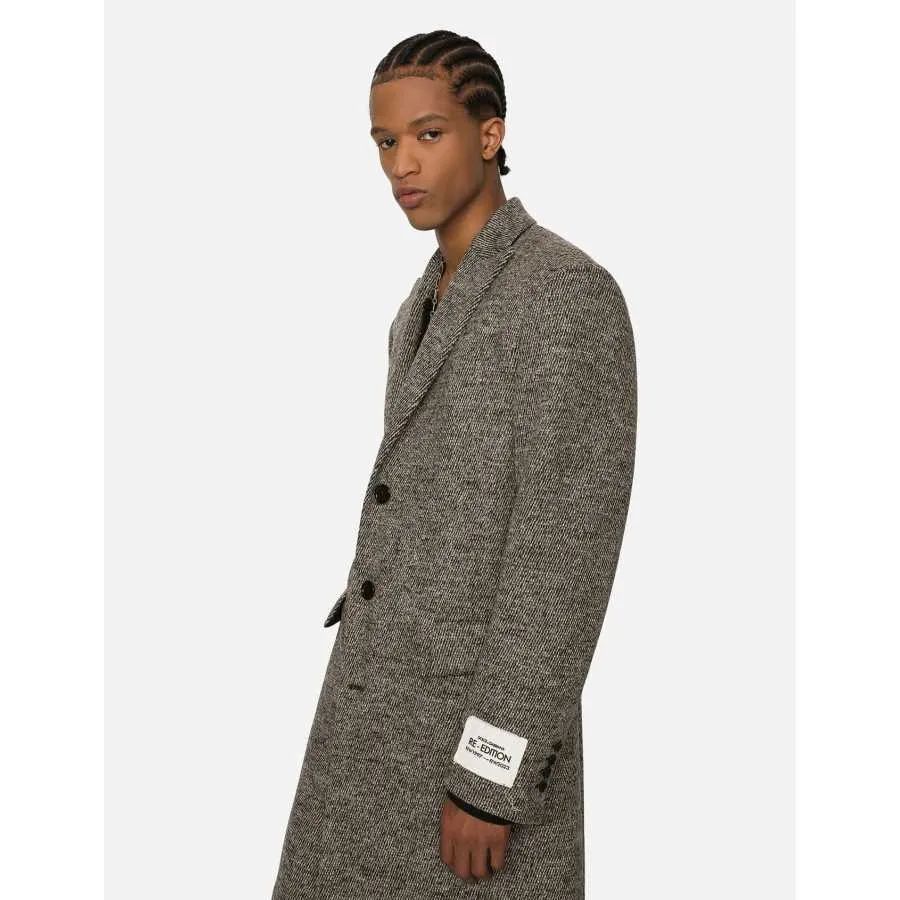 Manteau Droit En Laine Gris Dolce&Gabbana Homme | Soulery