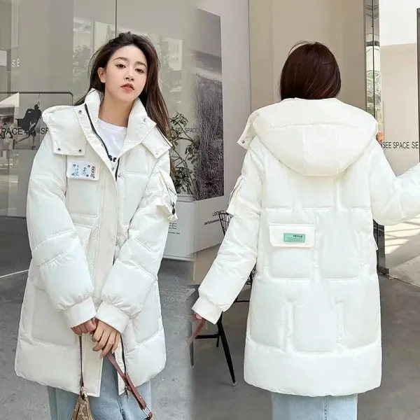 Parka en coton à capuche pour femme, manteau long décontracté et imperméable