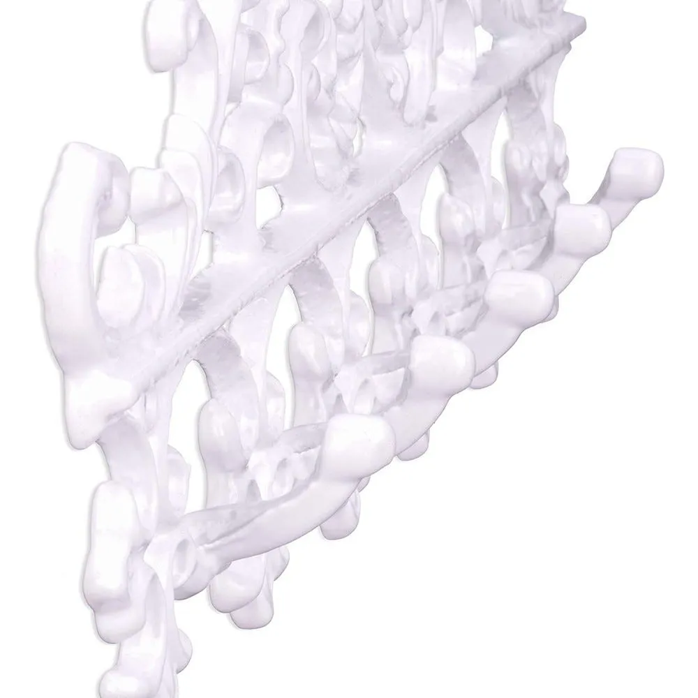 Porte-manteaux mural patères 5 crochets antique blanc