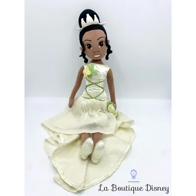 Poupée chiffon Tiana mariée La princesse et la grenouille Disney Store peluche princesse vert fleur 53 cm