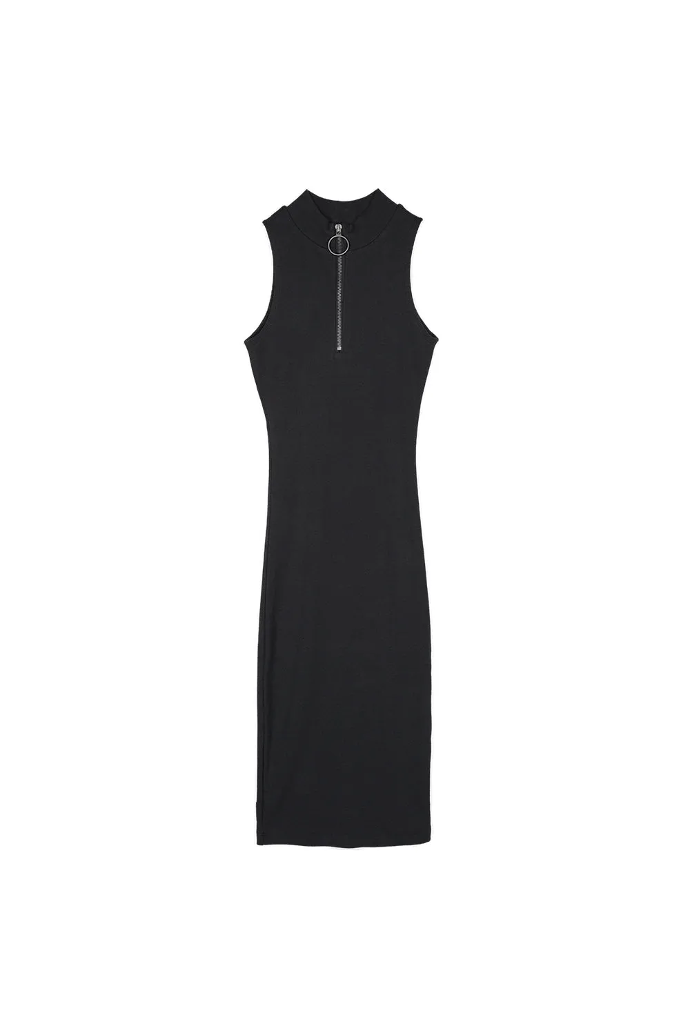 Robe côtelée zippée noir
