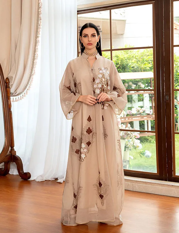 Robe de soirée musulmane perlée et brodée