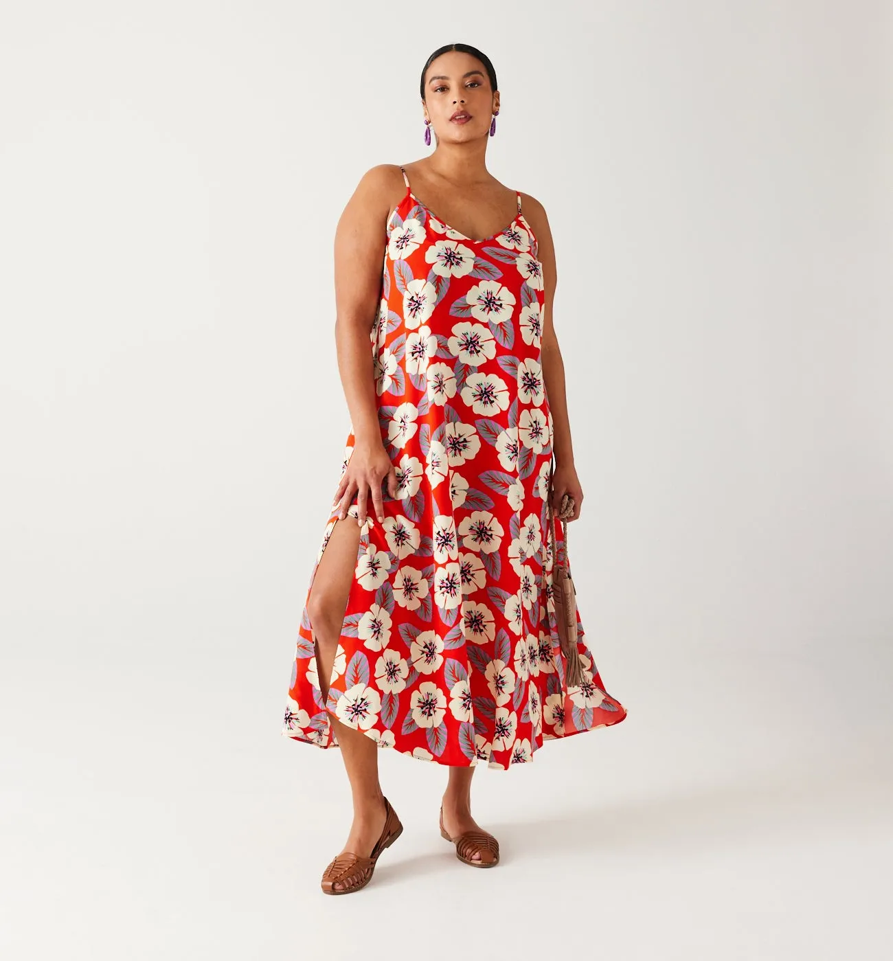 Robe longue imprimée Femme - Imprimé rouge