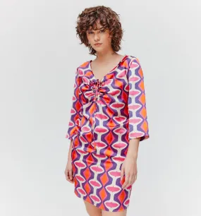 Robe satinée imprimée Femme - Imprimé rose fuchsia