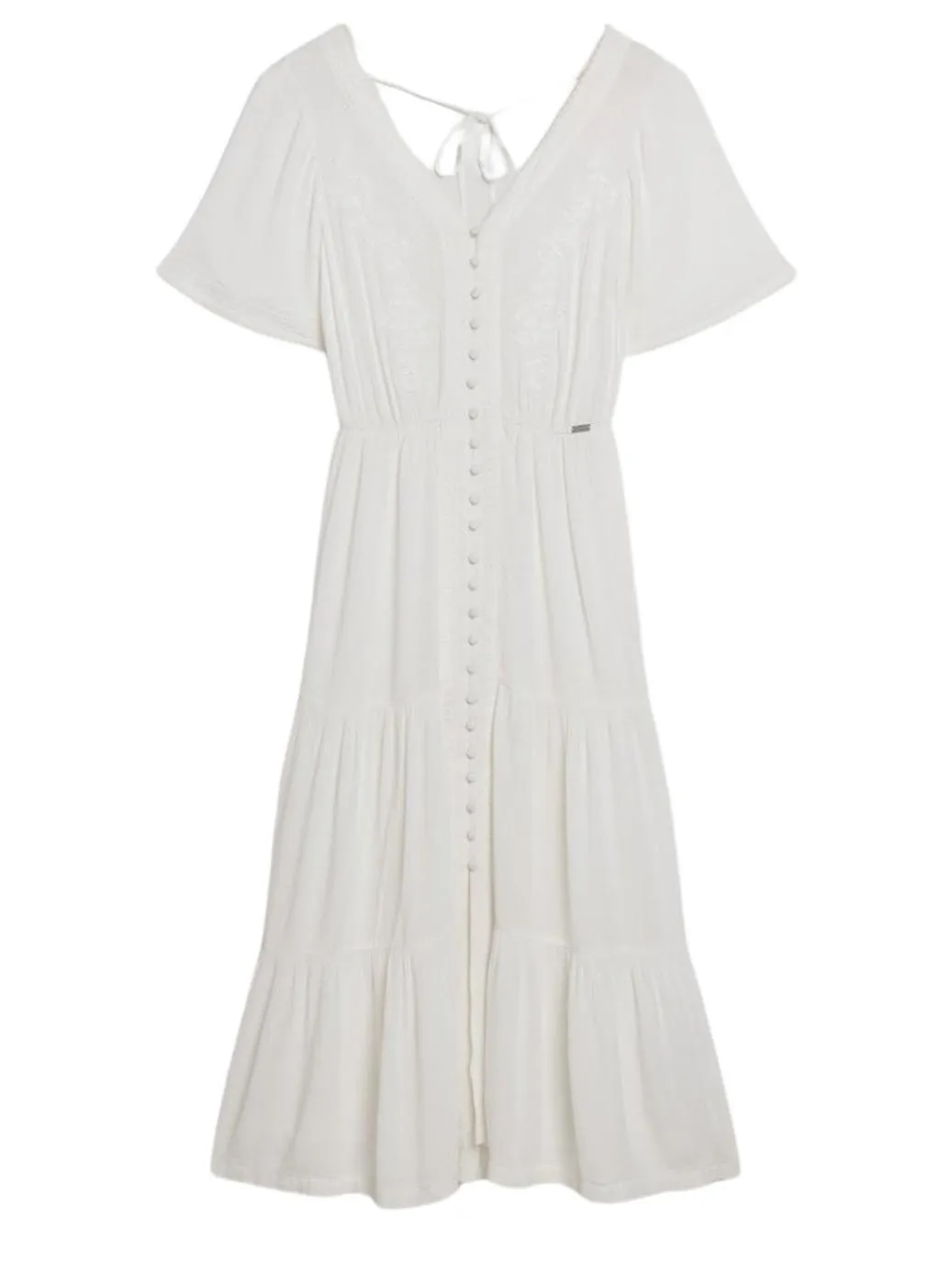 Robe Superdry brodée blanche pour femme