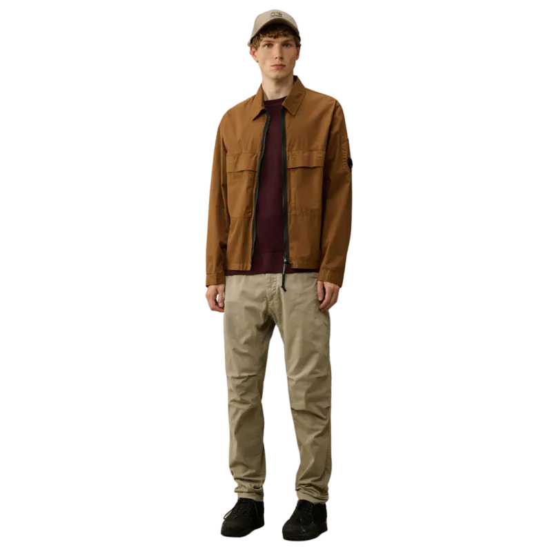 Surchemise zippée gabardine coton marron
