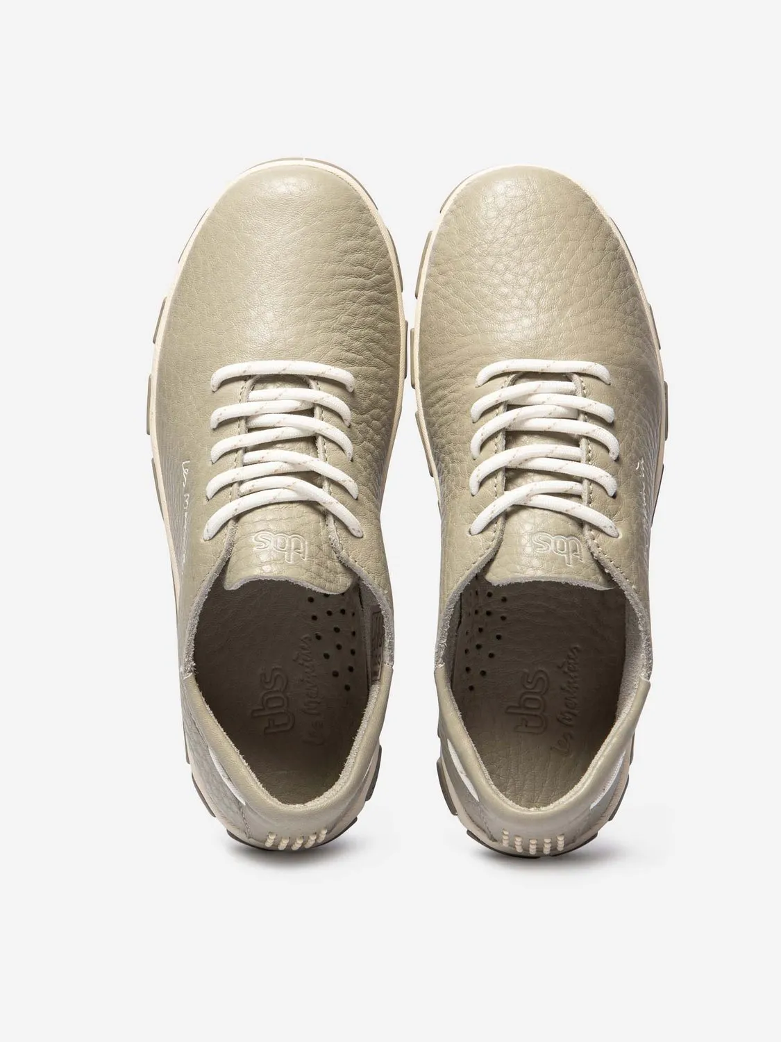 Tennis Femme Confort Cuir Beige tbs