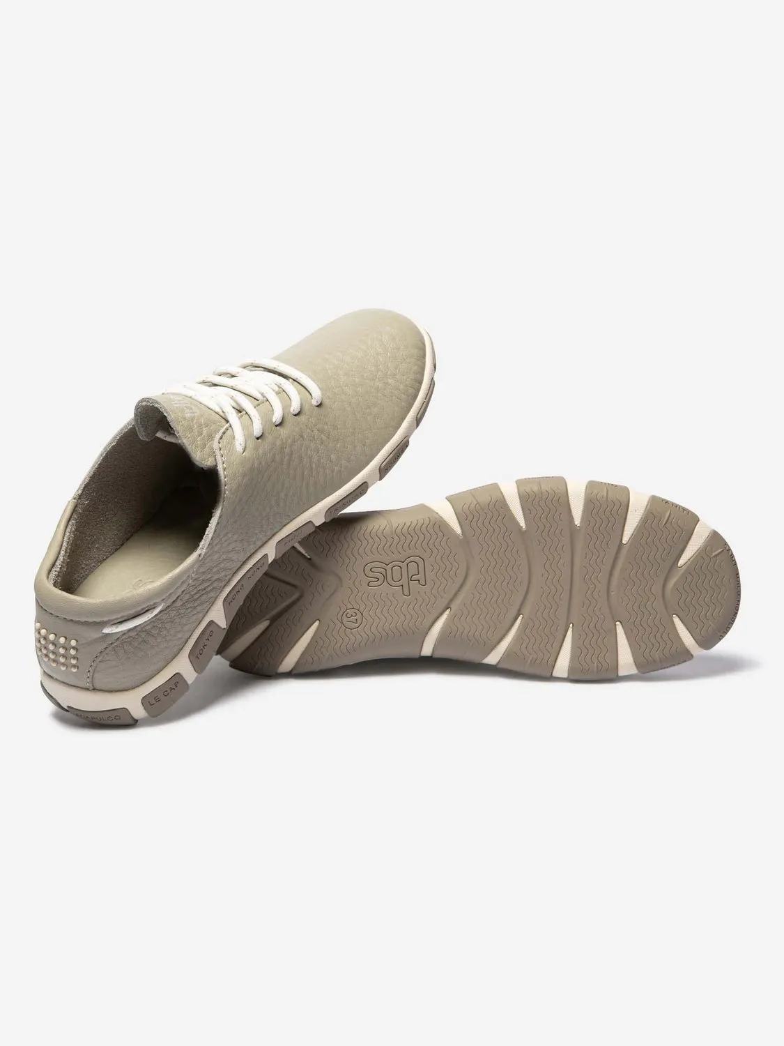 Tennis Femme Confort Cuir Beige tbs